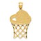 14K Yellow Gold Basketball in Hoop Charm Sports Pendant 32 X 19mm Jewerly
